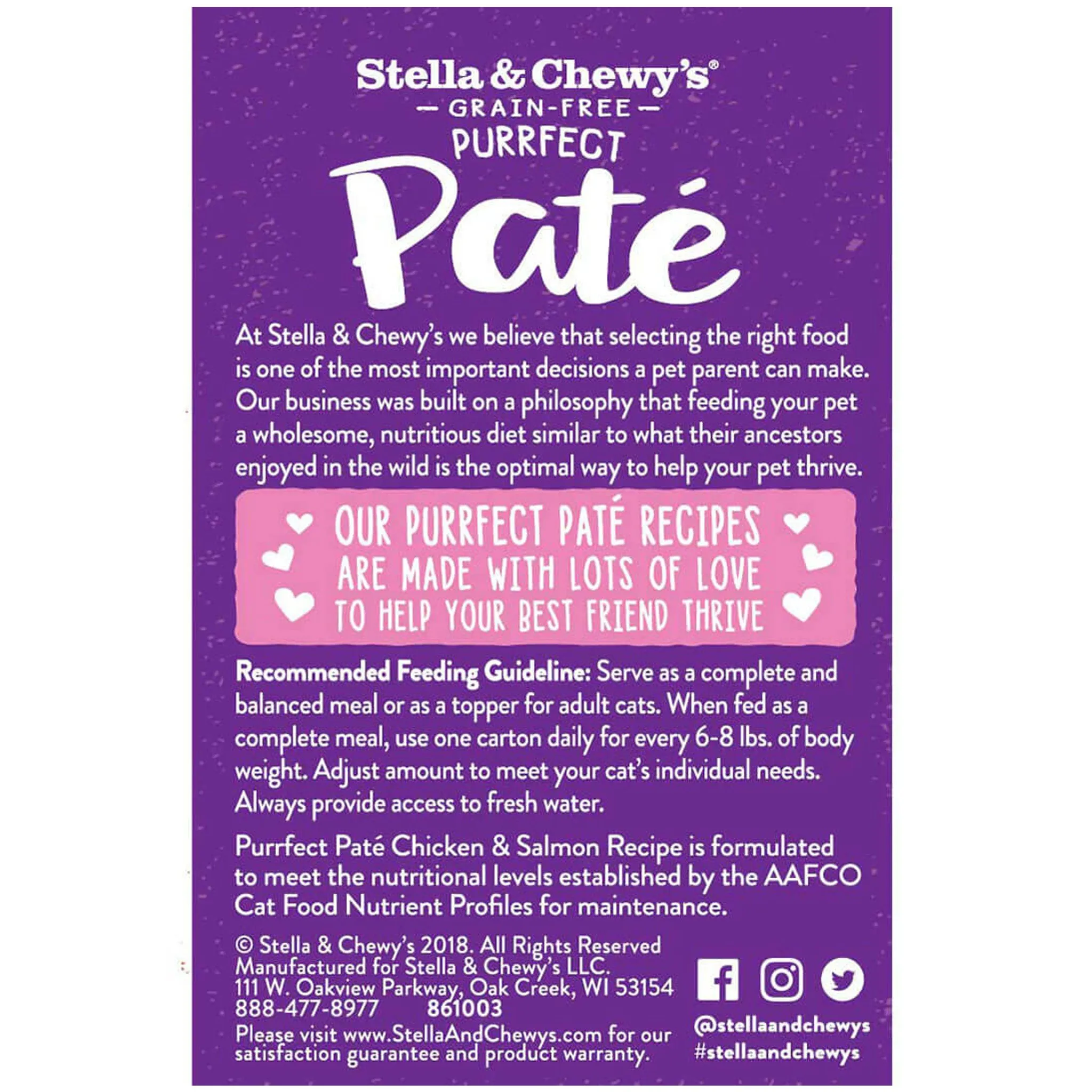 Stella & Chewy's Purrfect Pate Chicken & Salmon Recipe Wet Cat Food - 5.5oz