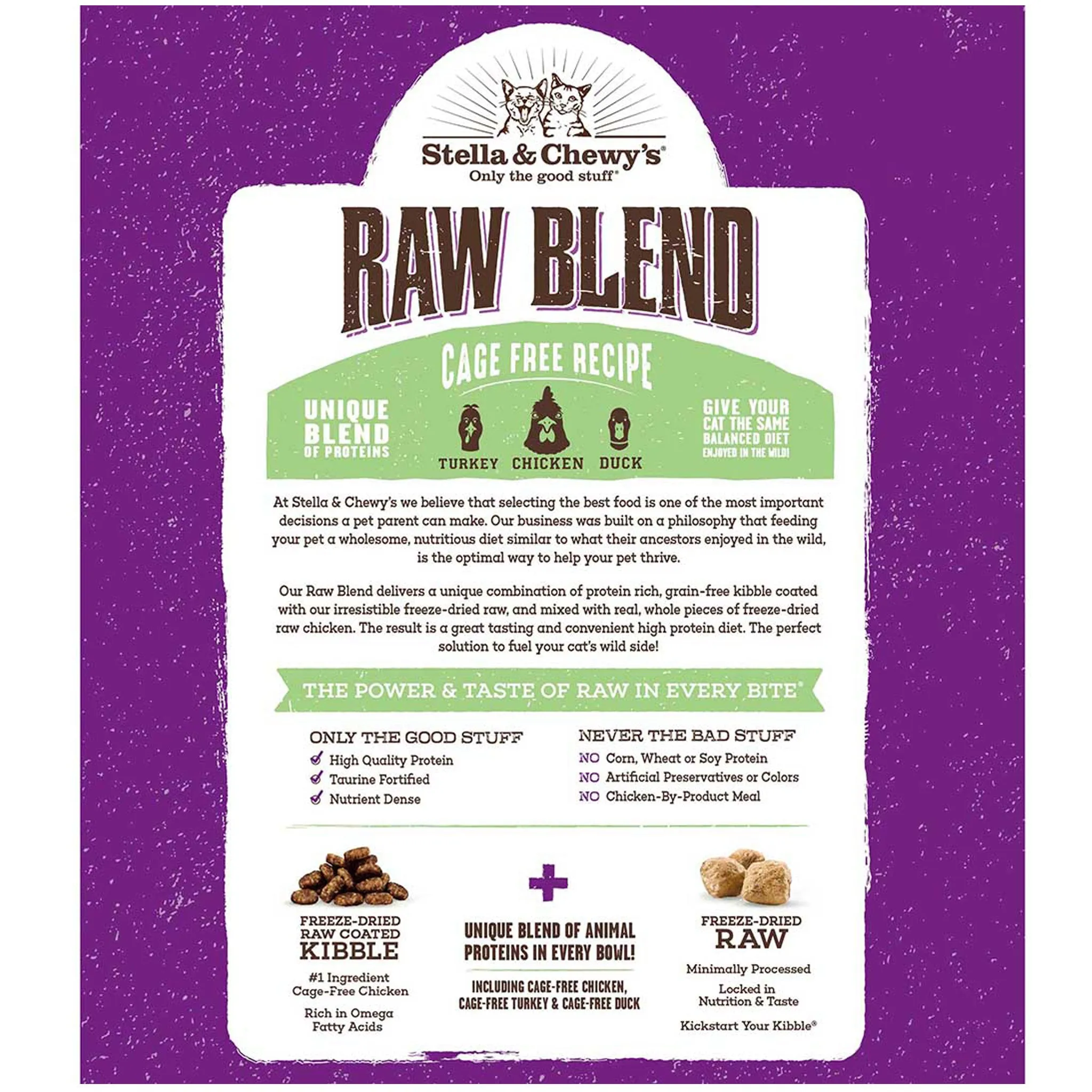 Stella & Chewy's Raw Blend Cage-Free Recipe Cat Kibble - 5lbs