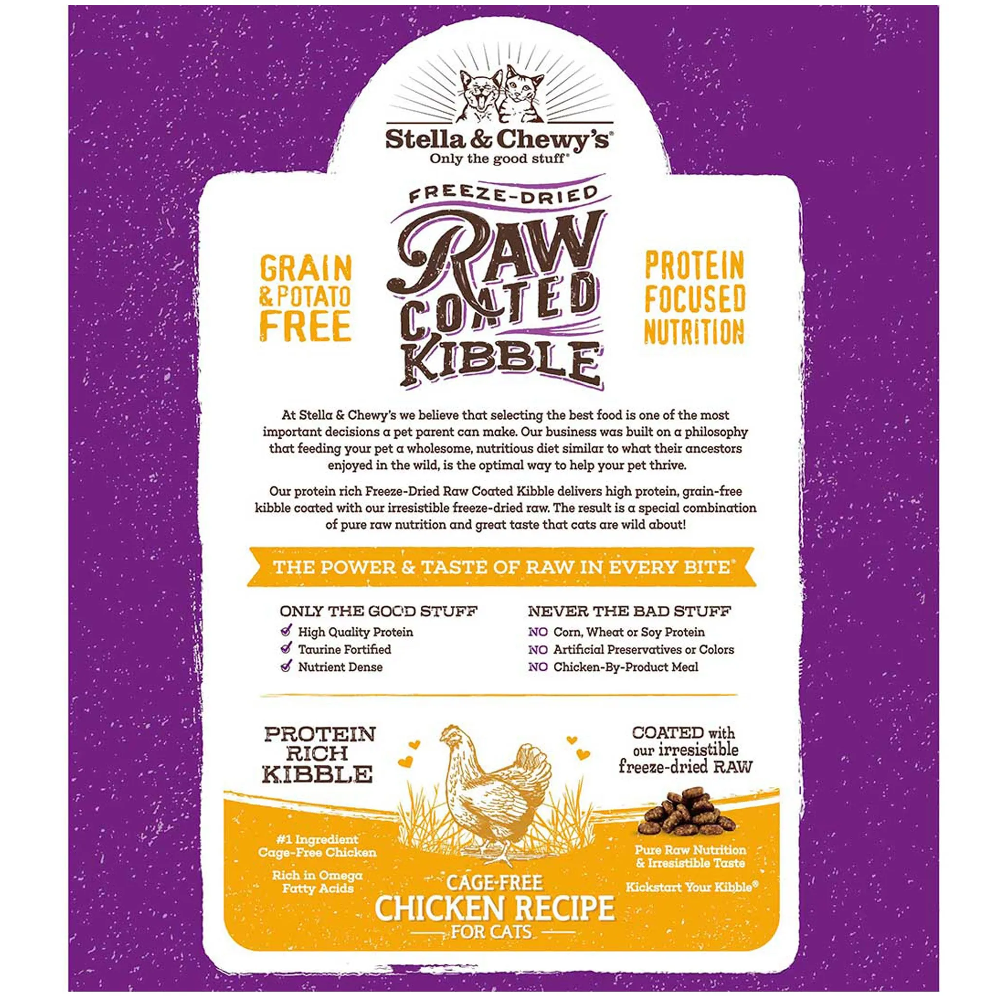Stella & Chewy's Raw Coated Cage-Free Chicken Recipe Cat Kibble  - 5lbs