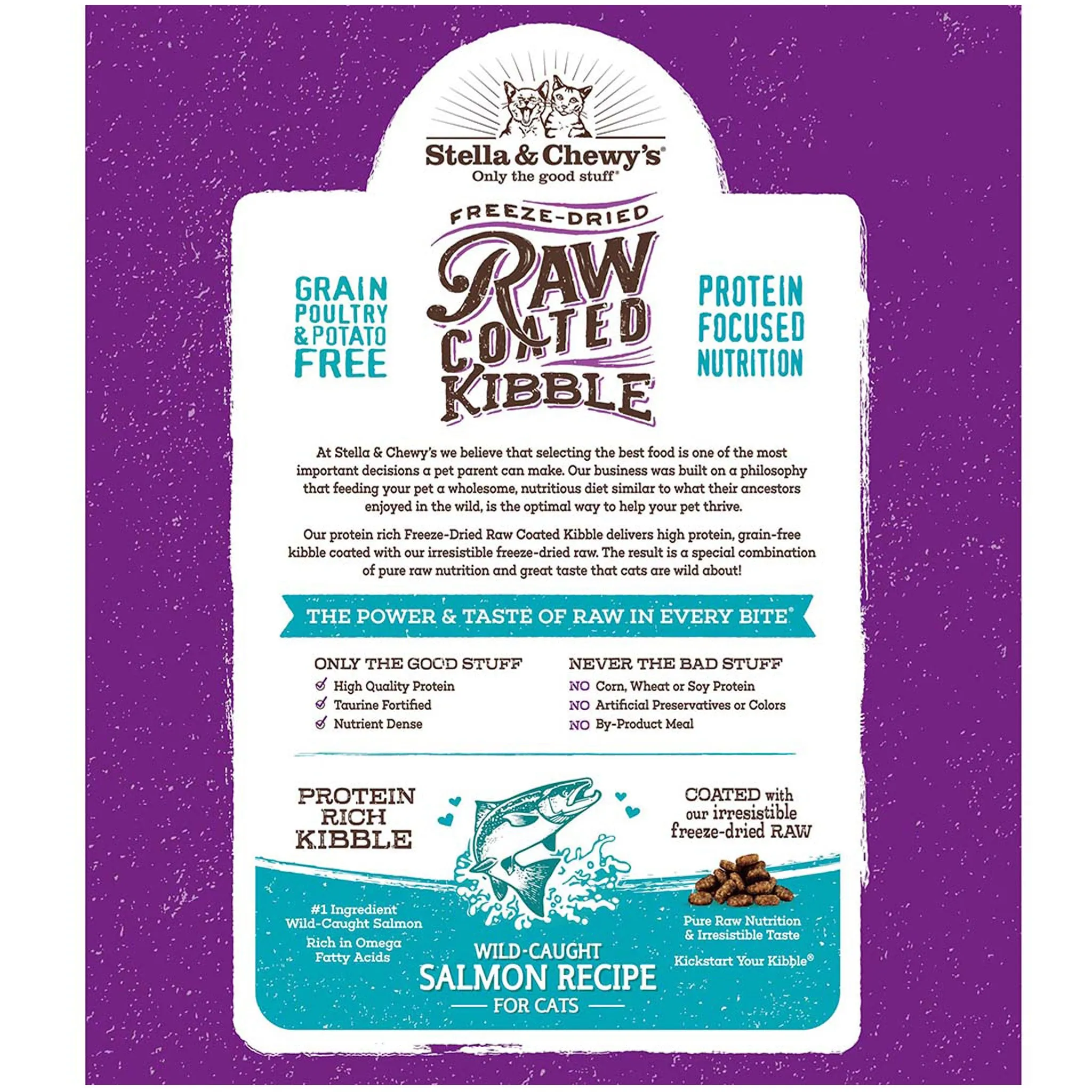 Stella & Chewy's Raw Coated Wild-Caught Salmon Recipe Cat Kibble  - 5lbs