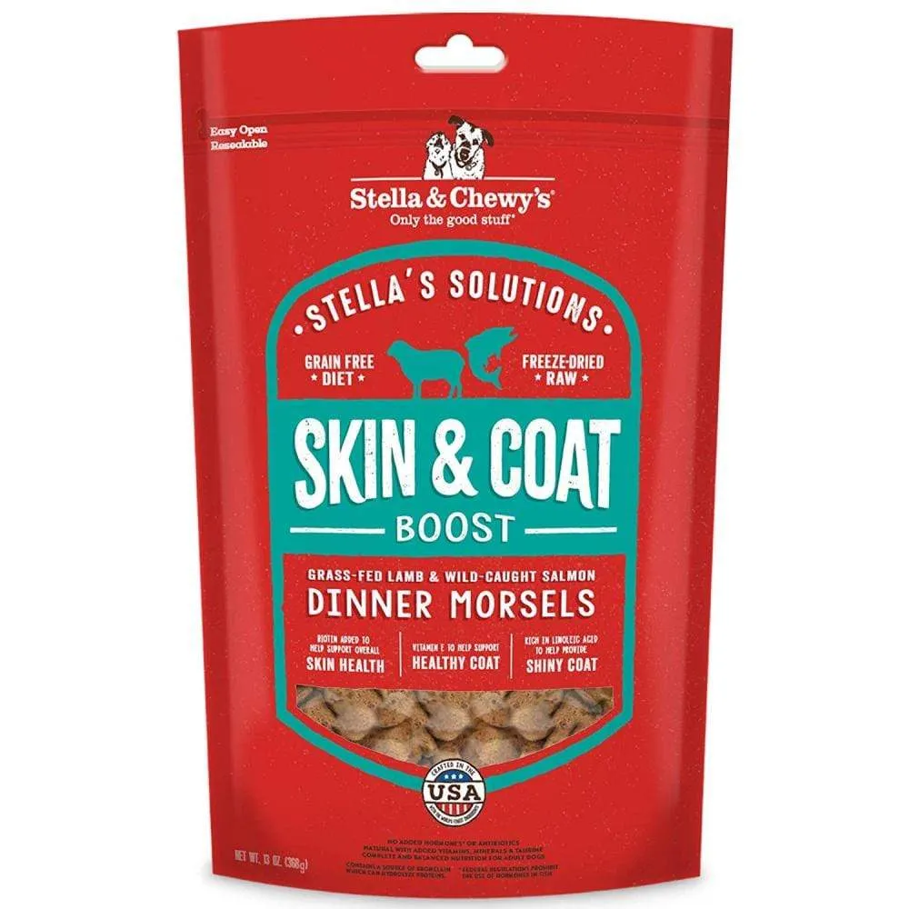 Stella & Chewy's Stella's Solutions Skin & Coat Boost Grass Fed Lamb & Wild Caught Salmon Dinner Morsels Freeze-Dried Raw Dog Food