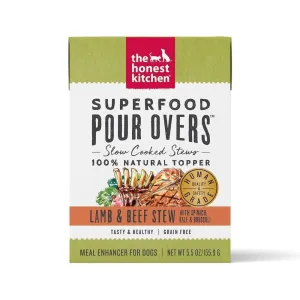 The Honest Kitchen Pour Overs Grain Free Lamb & Beef Stew with Spinach, Kale, & Broccoli Single Food Topper for Dogs