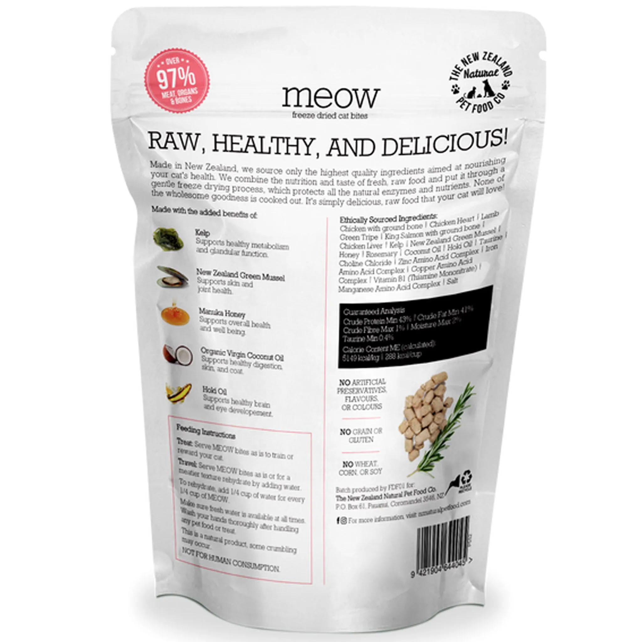 The New Zealand Natural Pet Food Co Meow Air-Dried Chicken & King Salmon Cat Treats