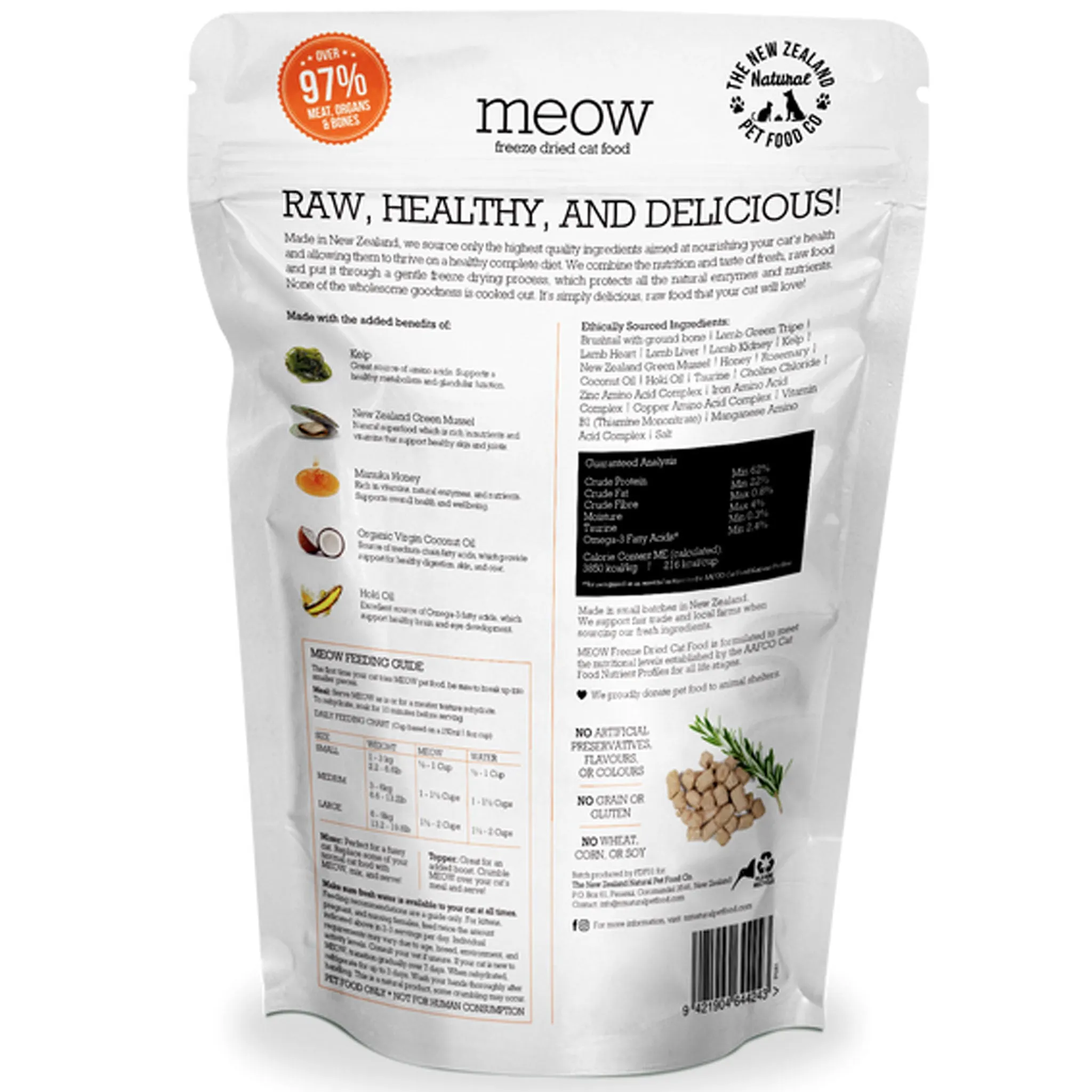 The New Zealand Natural Pet Food Co Meow Freeze-Dried Wild Brushtail Cat Treats