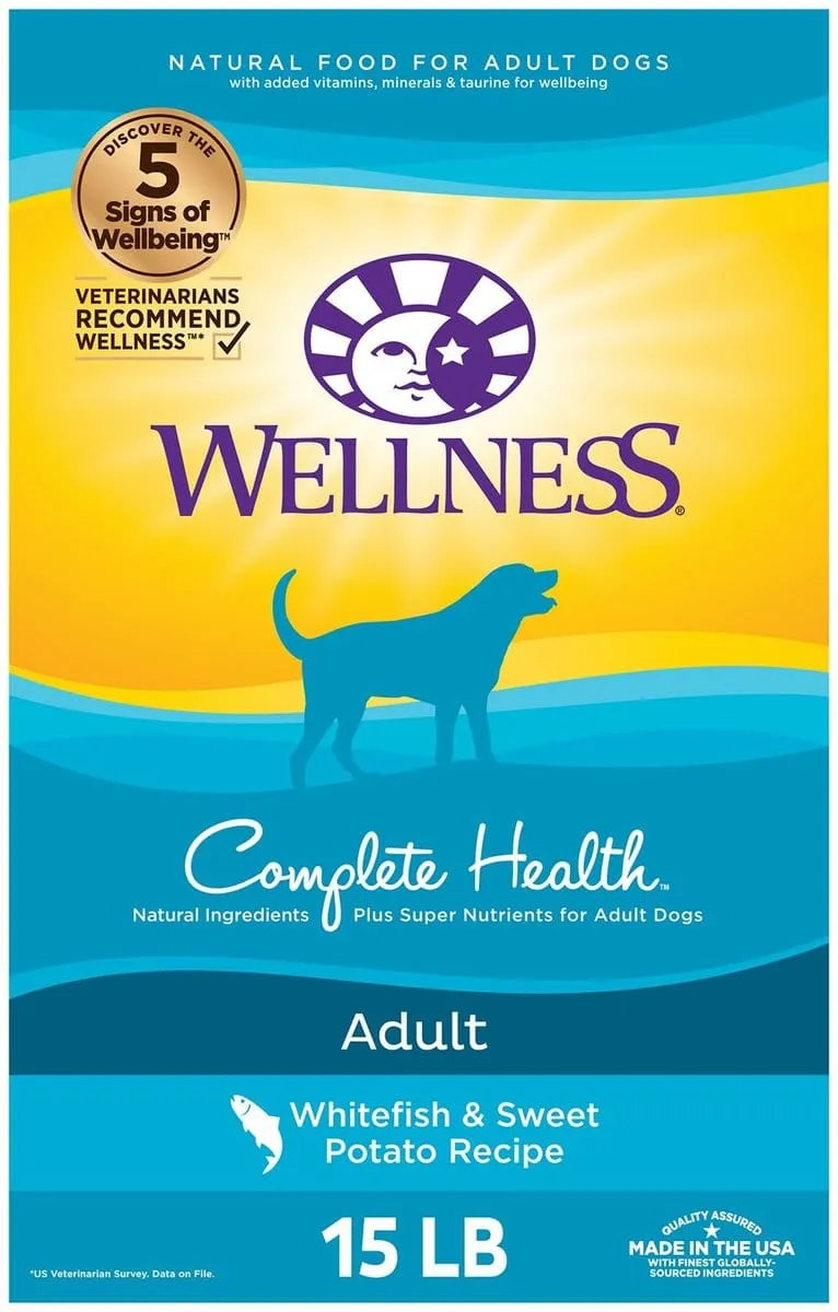 Wellness Complete Health Natural Adult Whitefish and Sweet Potato Recipe Dry Dog Food