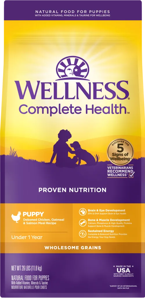 Wellness Complete Health Puppy Chicken, Oatmeal & Salmon Dry Dog Food